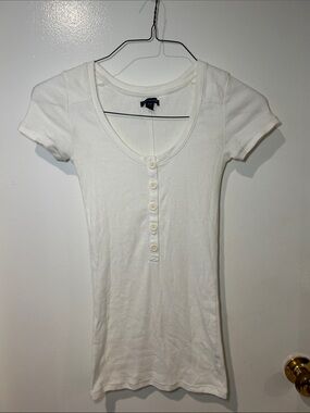 American Eagle Outfitters White Ribbed Scoop Tee size XS